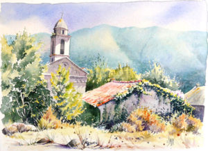 aquarelle du village de santa maria