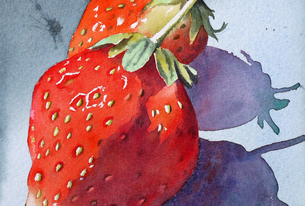 Les fraises – pas à pas à l’aquarelle